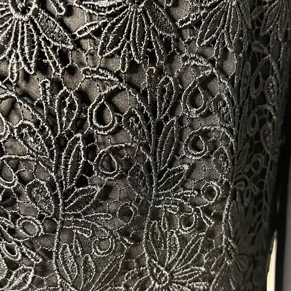 Rubber Ducky Size M Blouson Mini Dress Black Split Sleeve Lace Overlay Goth - Picture 6 of 8